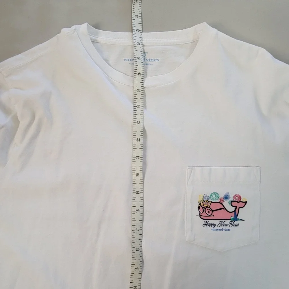 Vineyard Vines Happy New Year 2021 Whale Fireworks‎ Long Sleeve T Shirt Size M